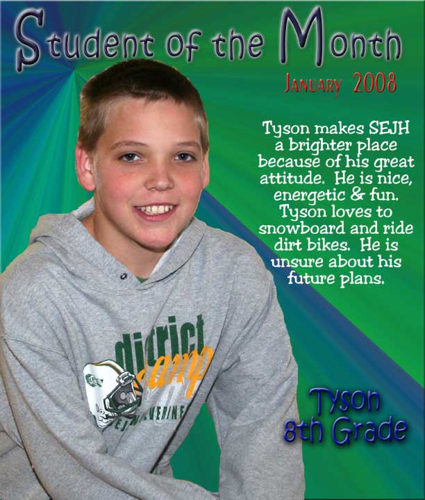 Springlake-Earth Junior High | January Student of the Month | Tyson